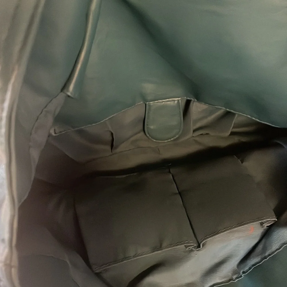 Faux Leather Bag Teal in color